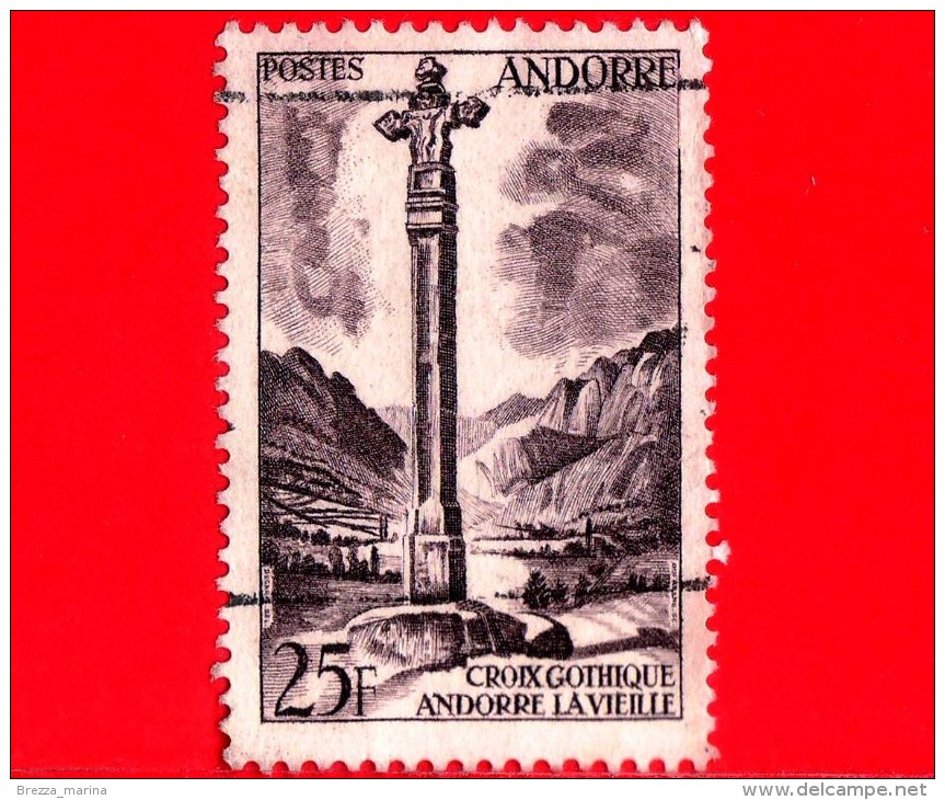 ANDORRA  - Usato - 1955 - Paesaggi - Croce Gotica - Andorre  La Vieille - 25 - Usados