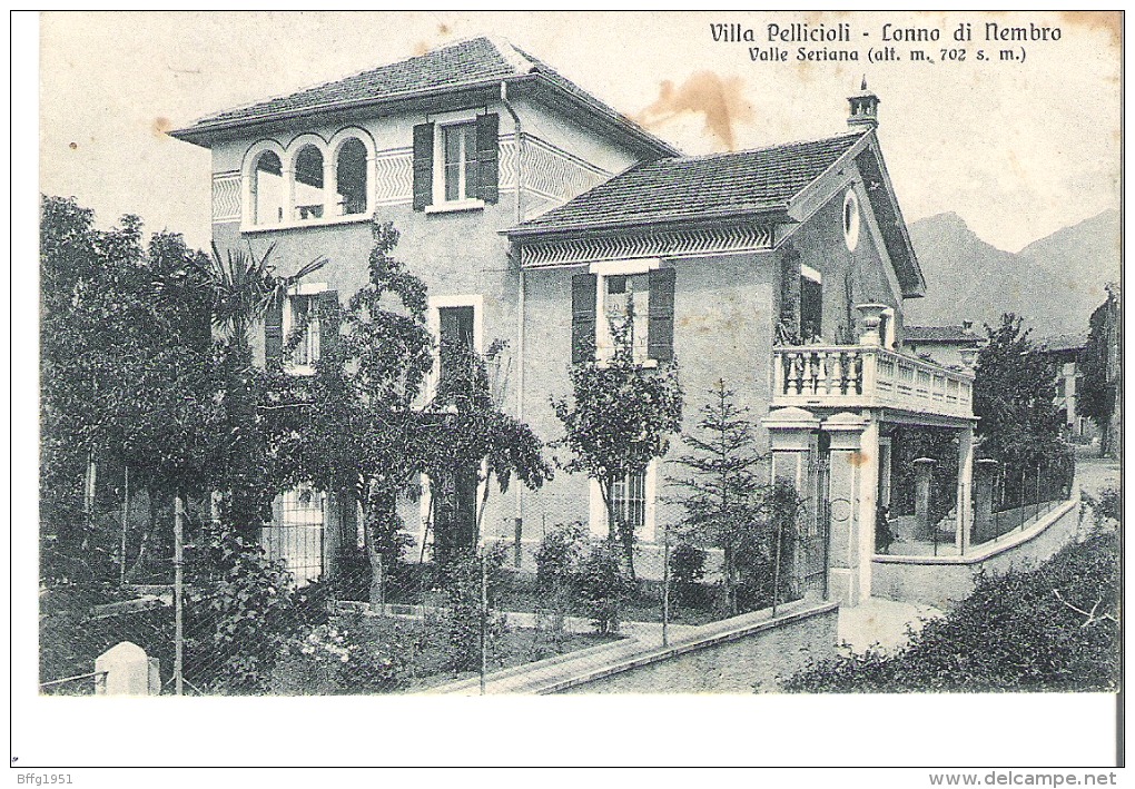 LONNO DI NEMBRO (BERGAMO) - VILLA PELLICIOLI. FP VG 1929 - Bergamo