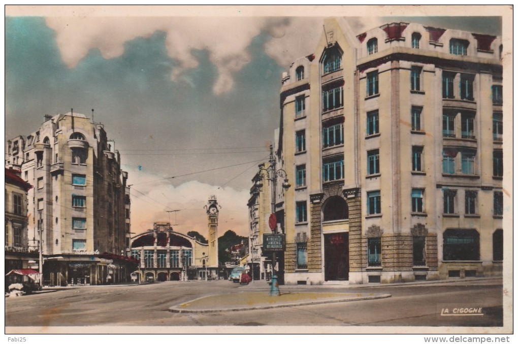 Rouen Hotel Des Postes Et La Gare Colorisee Peu Courante - Rouen