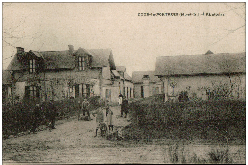 Belle Cpa   DOUE.la.FONTAINE (M.et.L.) Abattoirs,  Bien  Animée - Doue La Fontaine