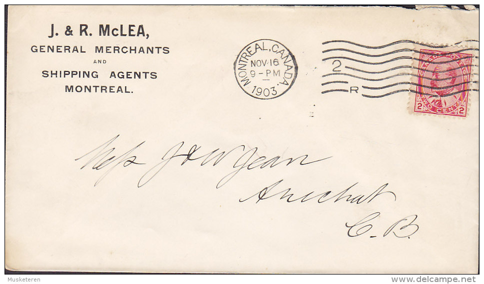 Canada J. & R. McLEA General Merchants & Shipping Agents MONTREAL 1903 Cover Lettre ARICHAT N.S. Edward VII. (2 Scans) - Storia Postale