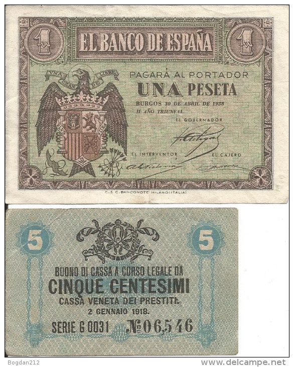 1918/1938 - ITALIEN , 2 Banknoten, Gute Zustand, 2 Scan - Other & Unclassified