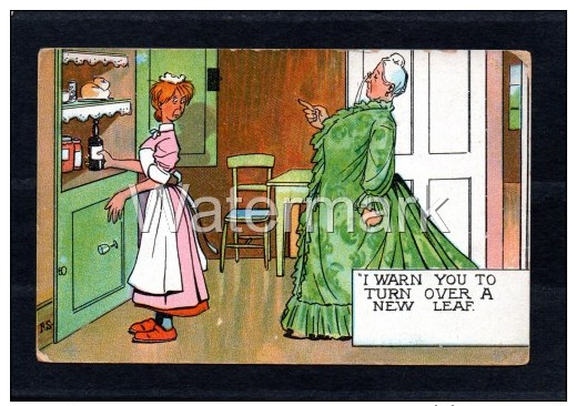 Vintage 1907 Greeting Postcard.I Warn You To Turn Over A New Leaf.. - Humor