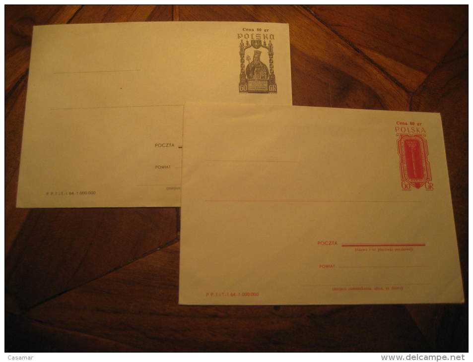 1964 2 Postal Stationery Cover Poland - Stamped Stationery