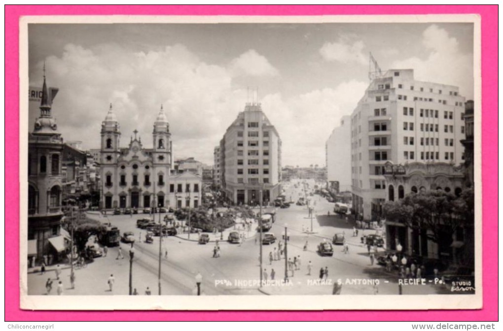 Carte Photo - Recife - Praça Da Independencia - Matriz S. Antonio - Vieilles Voitures - Cars - Animée - Studio EDSON - Recife