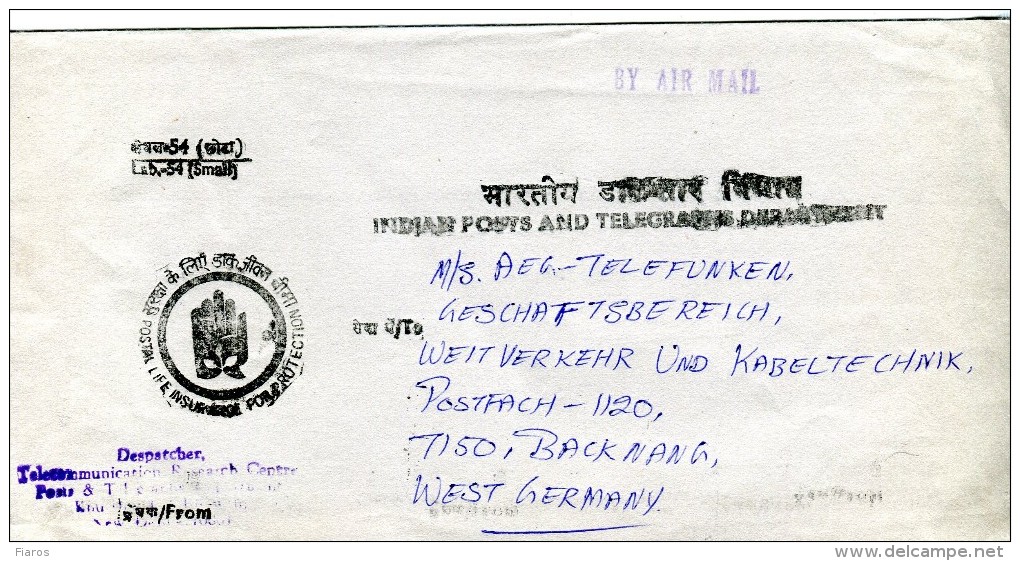 India-Cover Posted By Air Mail Free Of Charge From The Indian Posts & Telegraphs To AEG-Telefunken Backnang/West Germany - Poste Aérienne