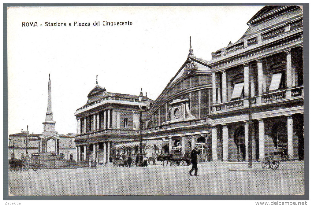 1470 - Senza Spese Di Spedizione - Cartolina Antiche - Rom Roma Stazione Piazza Del Cinquecento - Transports