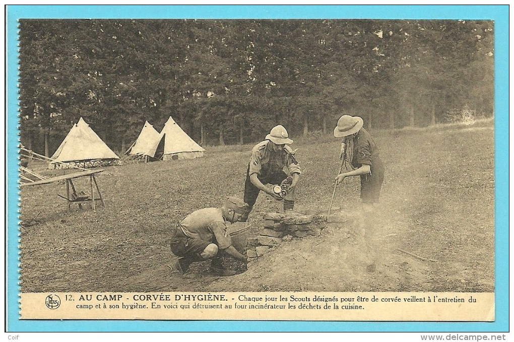 Postkaart BOY-SCOUTS DE BELGIQUE - PALAIS D´EGMONT - BRUXELLES / 12. AU CAMP - CORVEE D'HYGIENE (Nels) - Scoutisme