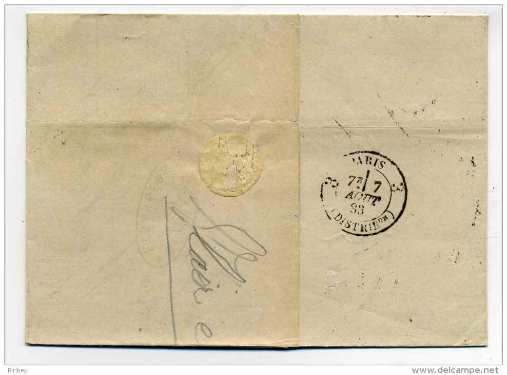 Lettre D' ULTRECH Pour PARIS / 6 Aout 1883 - Lettres & Documents