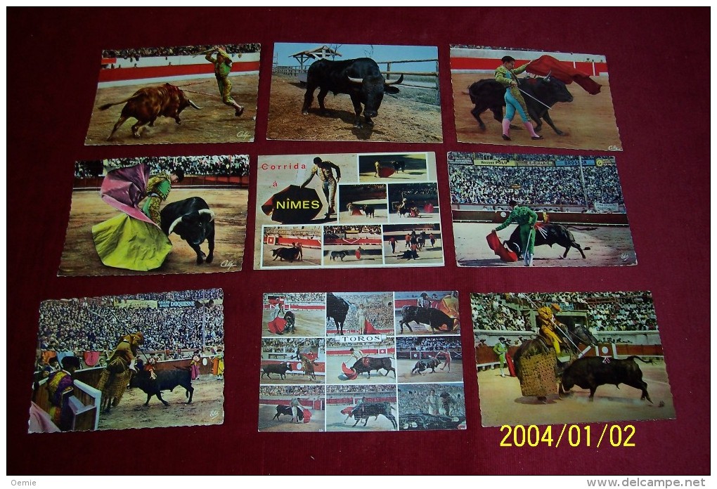 LOT DE 9 CARTES DE  POSTALE SUR  LE THEME DE LA  CORRIDA - Corrida