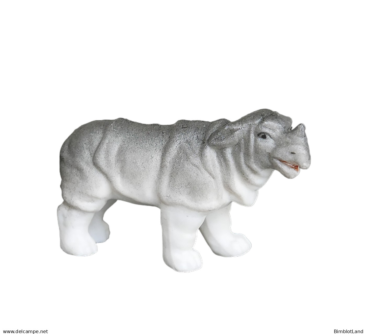 Miniature Ancienne Figurine Allemande Sujet Rhinoceros Biscuit 1880 Animal Porcelaine Bisque Statuette - Animals