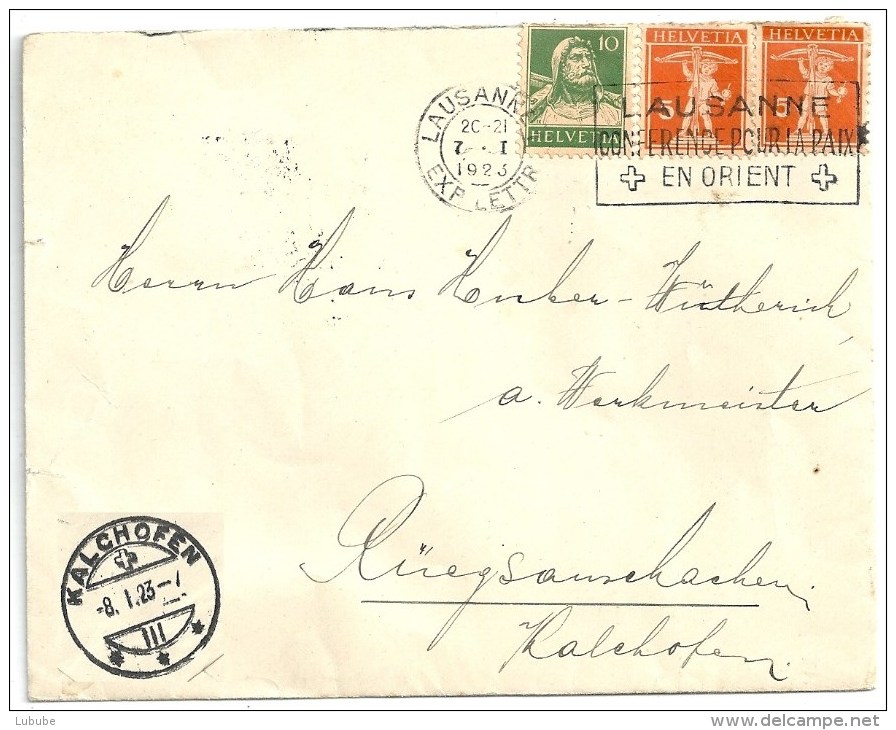 Brief  Lausanne - Rüegsauschachen  (Flagge)        1923 - Storia Postale