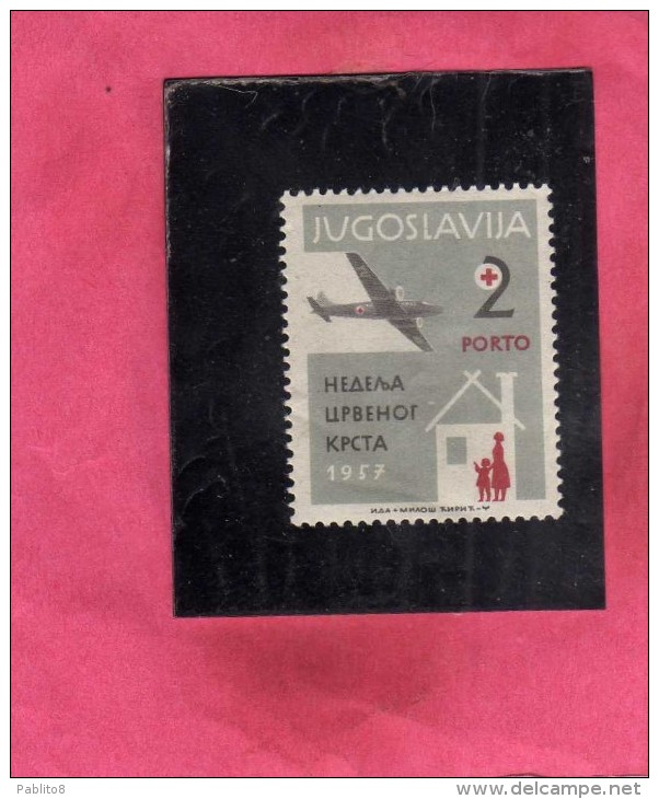 JUGOSLAVIA YUGOSLAVIA 1957 RED CROSS AIR MAIL SURCHARGE CROCE ROSSA POSTA AEREA CROIX ROUGE MNH - Nuovi