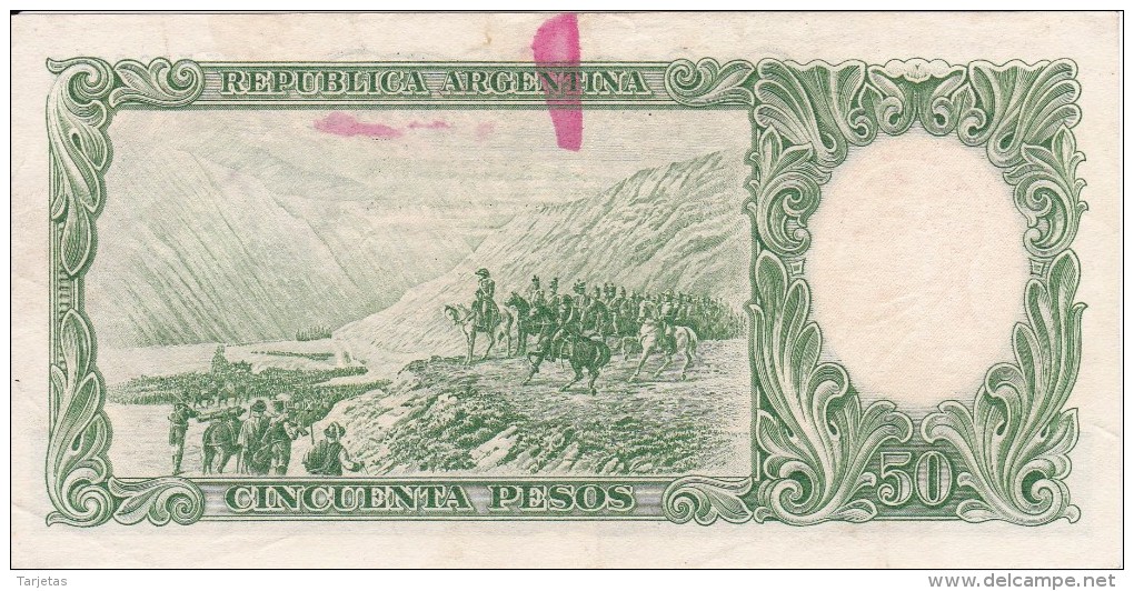 BILLETE DE ARGENTINA DE 50 PESOS LEYES Nº 12962 Y 13571 CALIDAD MBC (VF) (BANKNOTE) DIFERENTES FIRMAS - Argentinien