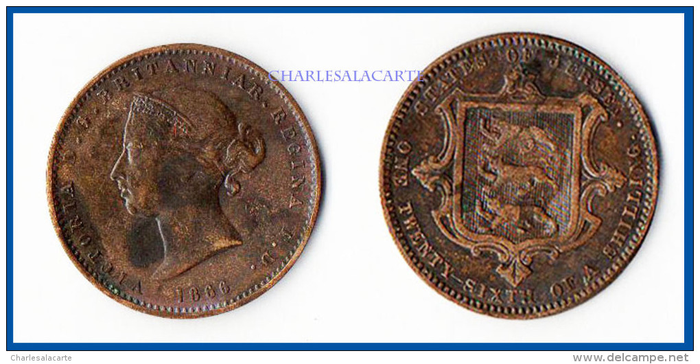 JERSEY 1866  VICTORIA 1/26 Th.  SHILLING BRONZE  FINE CONDITION PLEASE SEE SCAN - Jersey