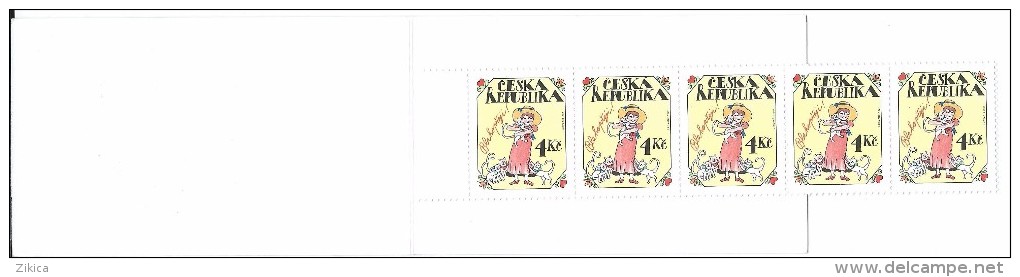 Czech Republic. Booklet,carnet.1997 Greeting Stamp.Girl And Cats.Strip Of 5.MNH - Neufs