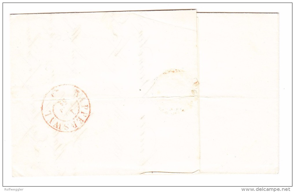 Heimat SG WATTWYL 15.5.1851 Brief Nach Rapperswyl Mit Rotem Ankunftsstempel - 1843-1852 Timbres Cantonaux Et  Fédéraux