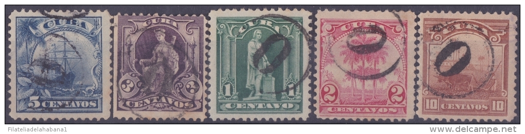 1905-73 CUBA REPUBLICA. 1905. Ed.176-79c. 1-10c COMPLETE SET. "0" CANCEL. - Oblitérés