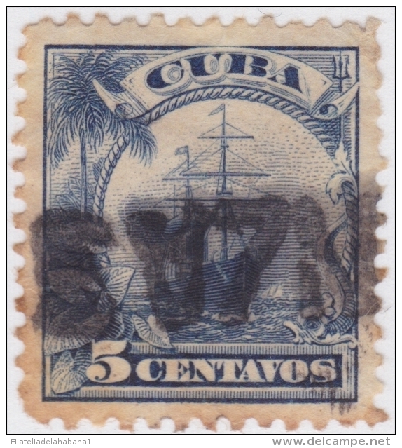 1905-90 CUBA REPUBLICA. 1905. Ed.178. 5c BARCO SHIP. MATANZAS LINE CANCEL. - Oblitérés