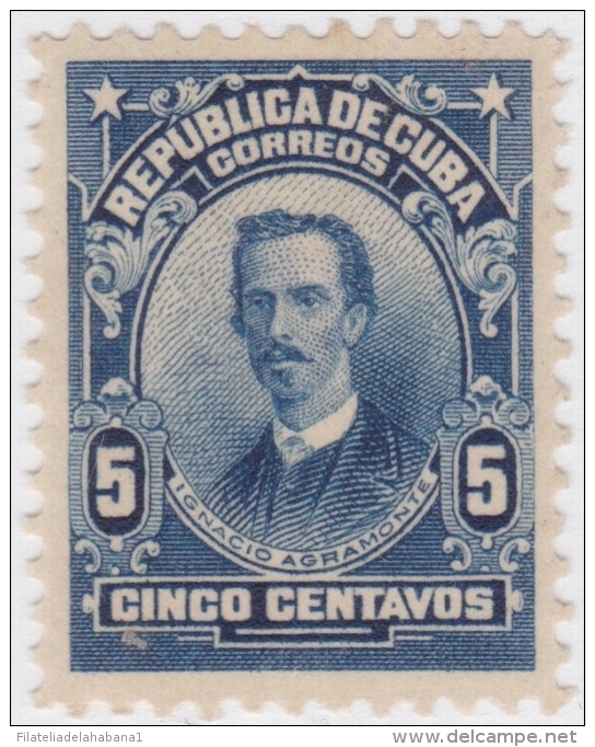 1911-80 CUBA REPUBLICA. 1911. Ed.192. 5c. PATRIOTAS. IGNACIO AGRAMONTE. NO GUM - Ongebruikt