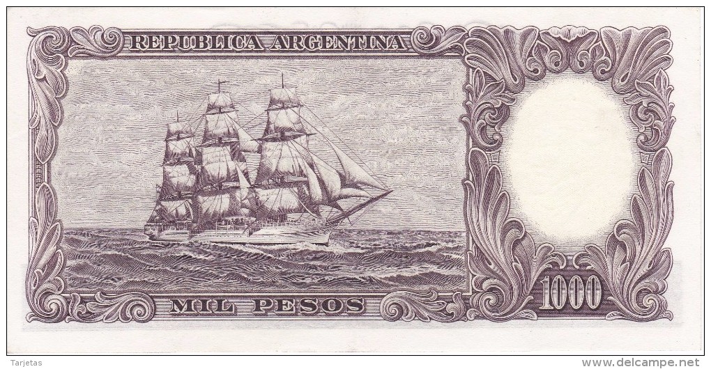 BILLETE DE ARGENTINA DE 1000 PESOS AÑOS 1966 A 1969 EN CALIDAD EBC (XF)  (BANKNOTE) DIFERENTES FIRMAS (BARCO-SHIP) - Argentina