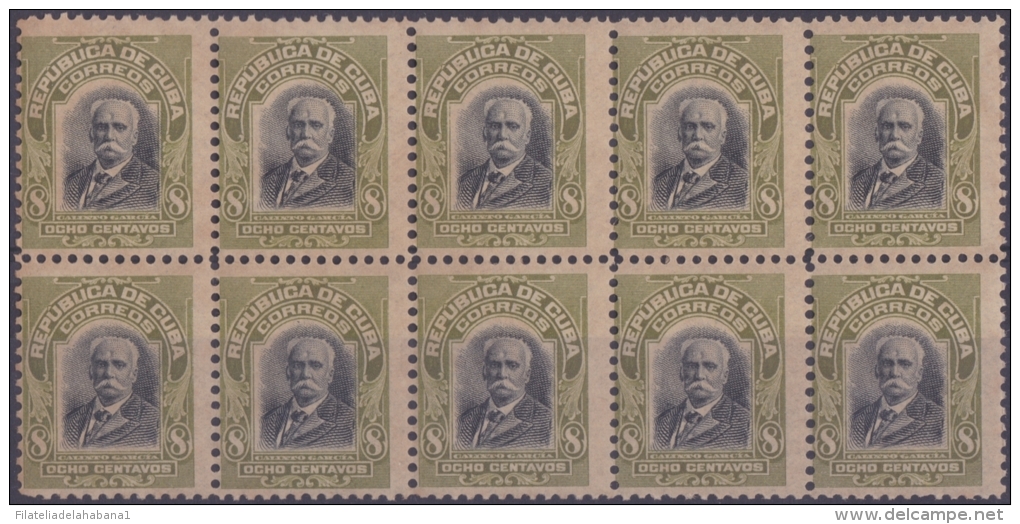 1911-85 CUBA REPUBLICA. 1911. Ed.193. 8c. PATRIOTAS. CALIXTO GARCIA. BLOCK 10. GOMA ORIGINAL. NO MNH - Neufs