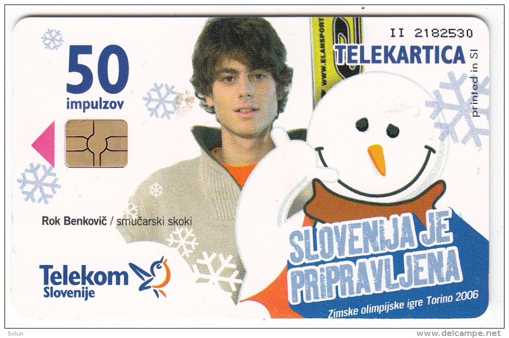 SLOVENIA SLOVENIJA PHONECARD 2006 WINTER  OLYMPIC GAMES TORINO ROK BENKOVIC SKI JUMPING TELEKOM CAT.NO. 656 SPORTS FESTI - Sport