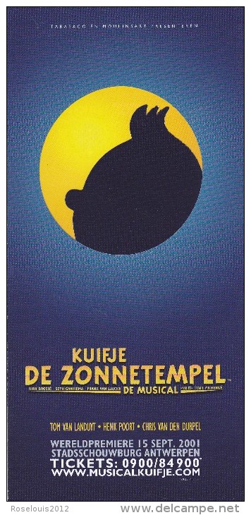 TINTIN : Dépliant "Tintin Et Le Temple Du Soleil" - Francais Et Néérlandais + Autocollant (20cmx15cm) - Dossiers De Presse