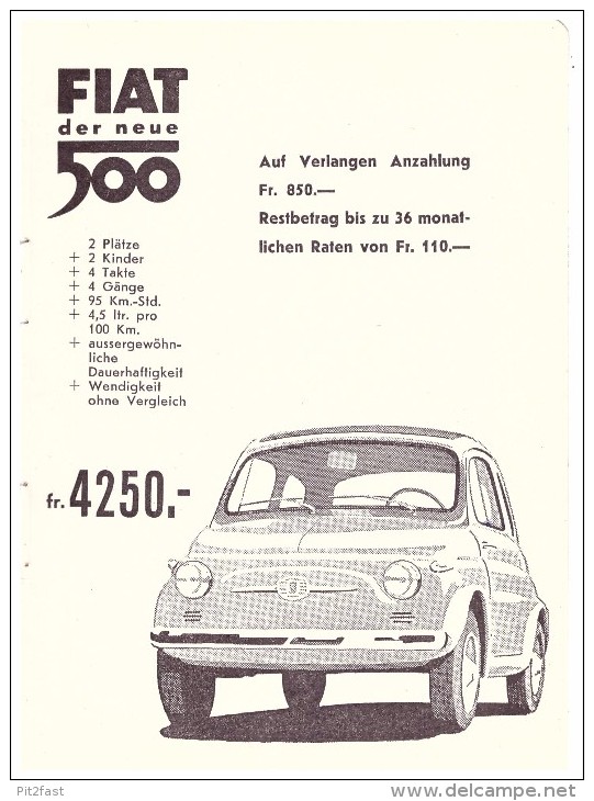 Werbung / Reklame - Fiat 500 , 1961 , Automobile , Anzeige !!! - KFZ