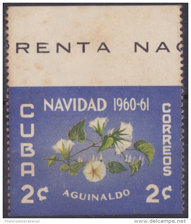 1960-123 CUBA. 1960. Ed.847 NAVIDAD. CHRISTMAS. AGUINALDO. ERROR IMPERFORADO HORIZONTAL. MANCHAS. - Neufs