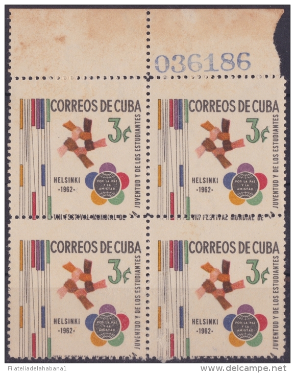 1962-37 CUBA. 1962. Ed.963 FESTIVAL JUVENTUD HELSINKI FINLAND SOUMI. PERFORATION ERROR. MANCHAS. - Neufs
