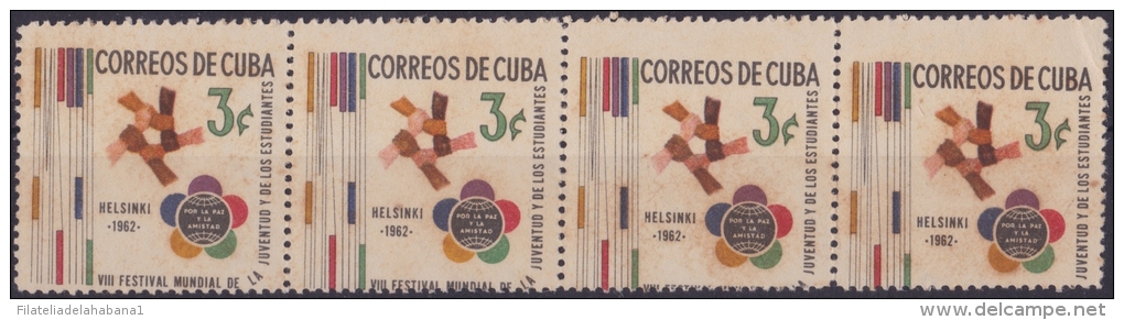1962-38 CUBA. 1962. Ed.963 FESTIVAL JUVENTUD HELSINKI FINLAND SOUMI. PERFORATION ERROR. MANCHAS. - Unused Stamps