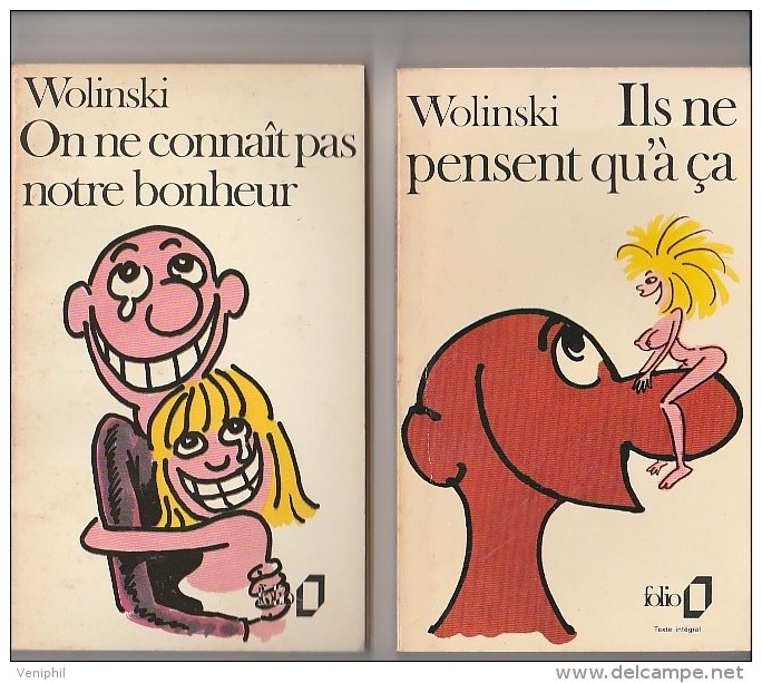 WOLINSKI - 3 LIVRES DE POCHE ILLUSTRES -GEORGES LE TUEUR-ILS NE PENSENT QU'A CA-ON NE CONNAIT PAS NOTRE BONHEUR - Wolinski