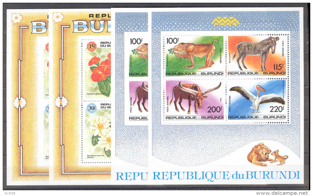 Burundi COB BL129/30A Fauna En Flora-Faune Et Fleurs 1992 MNH - Ungebraucht