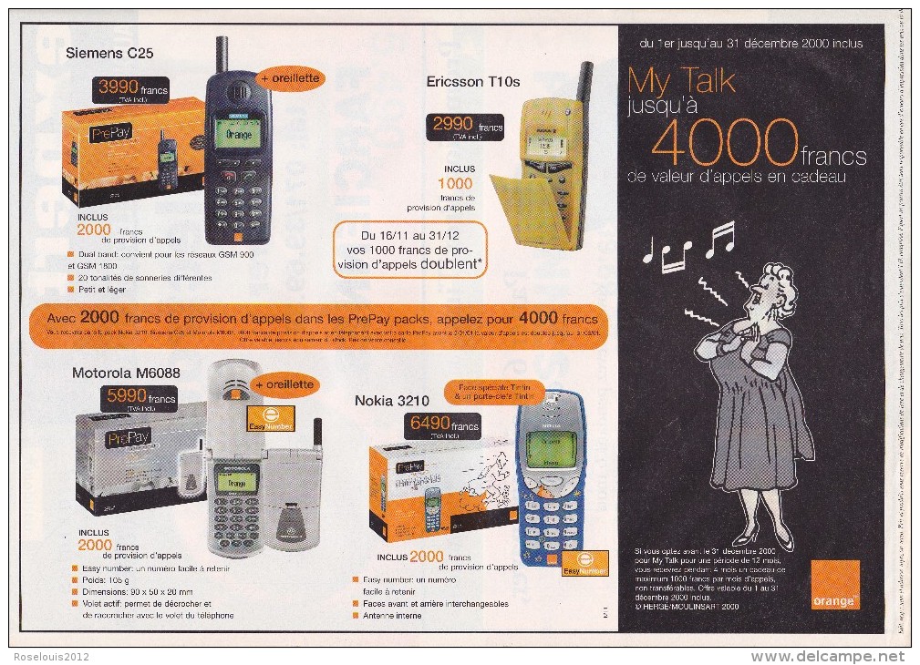 TINTIN : Publicité Orange - 2000 - Dossiers De Presse