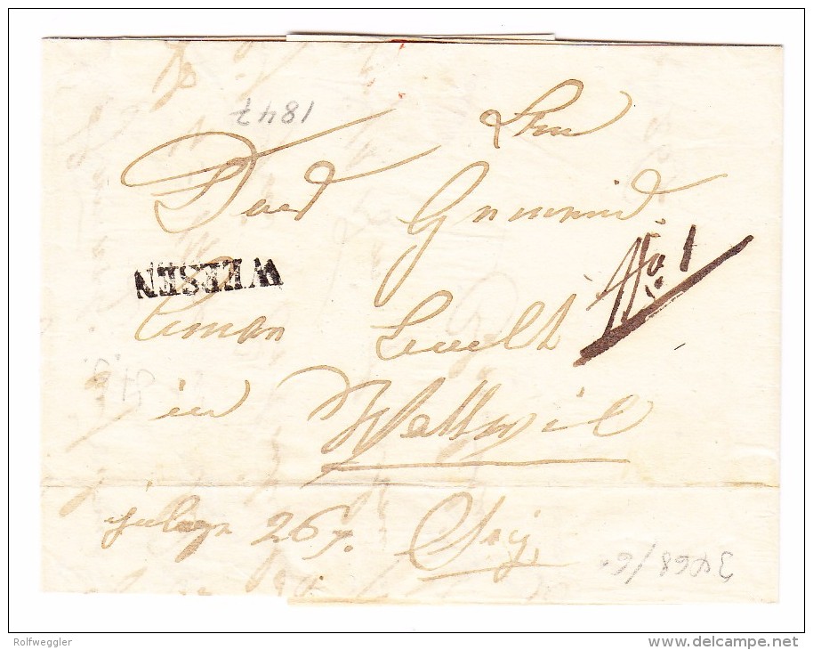 Heimat SG WEESEN Langstempel Brief 15.8.1847 Nach Wattwil - 1843-1852 Federal & Cantonal Stamps