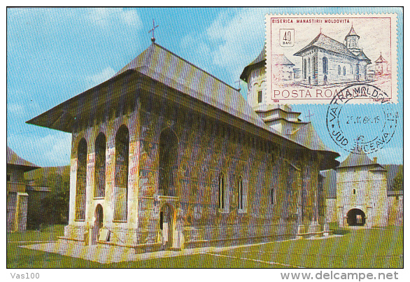 MONASTERY, MOLDOVITA, CM, MAXICARD, CARTES MAXIMUM, 1968, ROMANIA - Abadías Y Monasterios