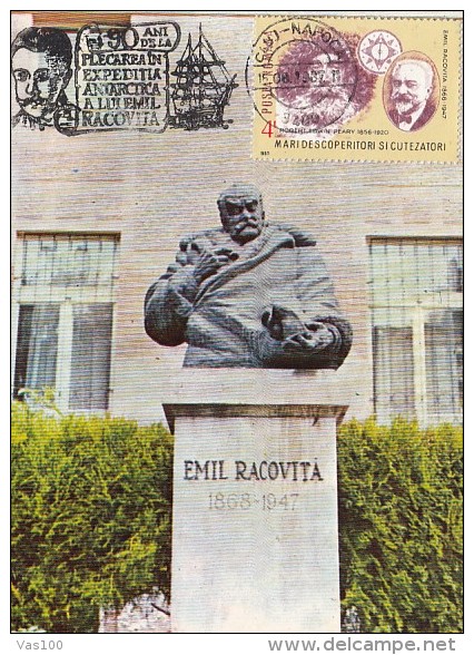 BELGICA ANTARCTIC EXPEDITION, EMIL RACOVITA, SHIP, CM, MAXICARD, CARTES MAXIMUM, 1987, ROMANIA - Antarctische Expedities