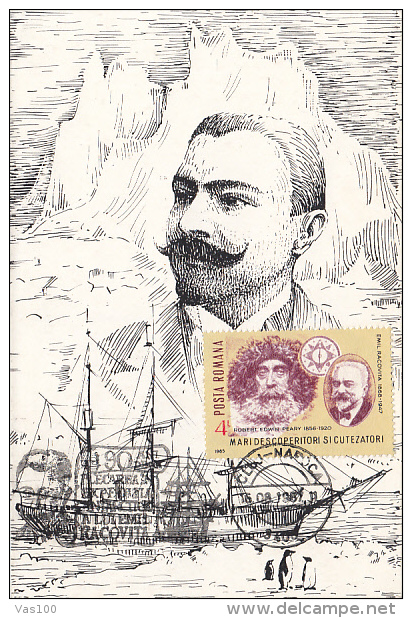 BELGICA ANTARCTIC EXPEDITION, EMIL RACOVITA, SHIP, CM, MAXICARD, CARTES MAXIMUM, 1987, ROMANIA - Antarctic Expeditions