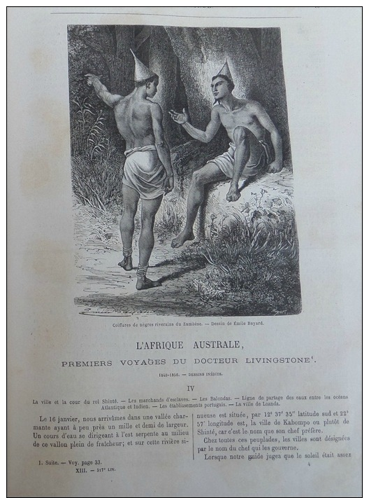 TOUR DU MONDE 1866:L'AFRIQUE AUSTRALE/LIVINGSTONE COUR ROI SHINTE/VILLE DE LOANDA/MARCHANDS D'ESCLAVES/MOUCHE TSETSE - Zeitschriften - Vor 1900