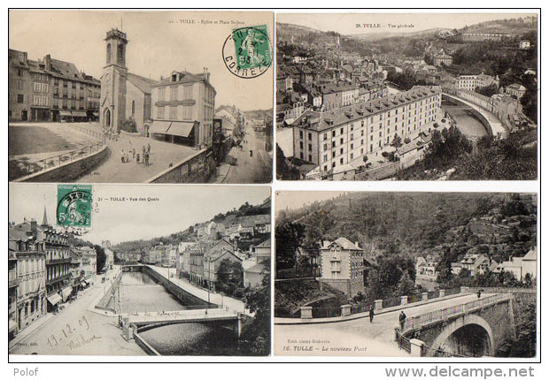 TULLE - 4 CPA - Vue Des Quais - Le Nouveau Pont - Eglise Et Place St Jacques - Vue Générale (84841) - Tulle