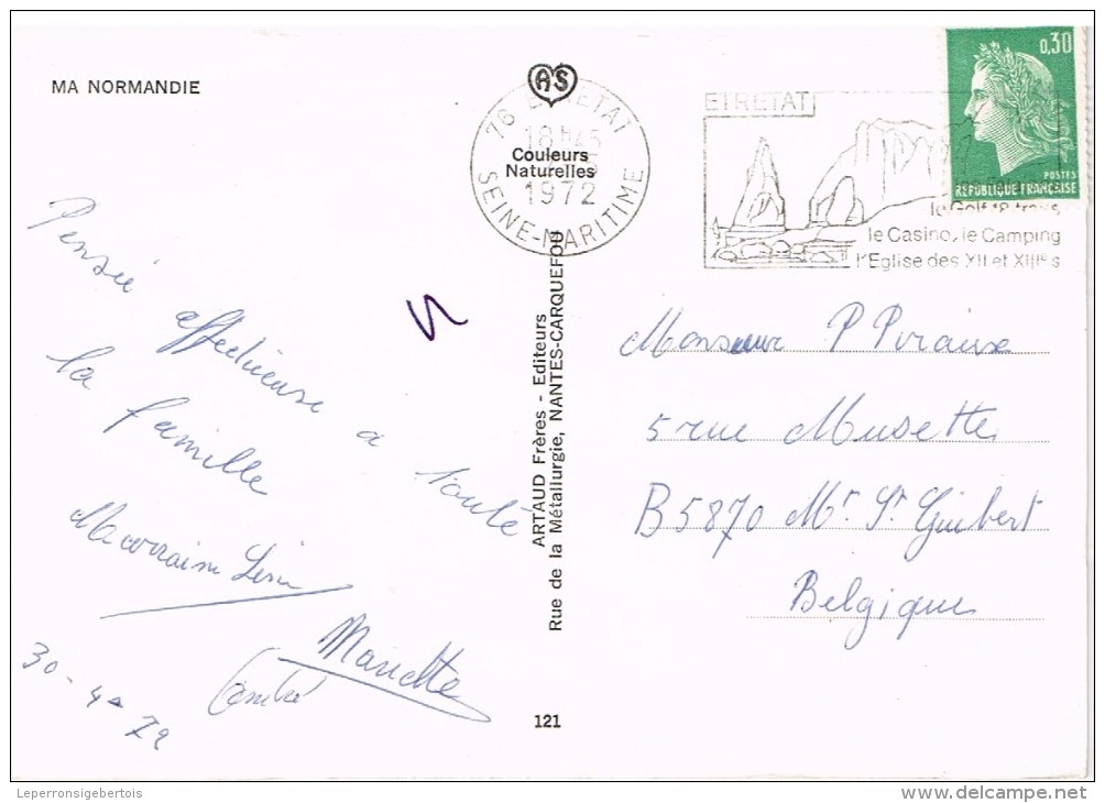 Carte Postale - Ma Normandie - Chanson - De Etretat --> Mont-Saint-Guibert - Europa