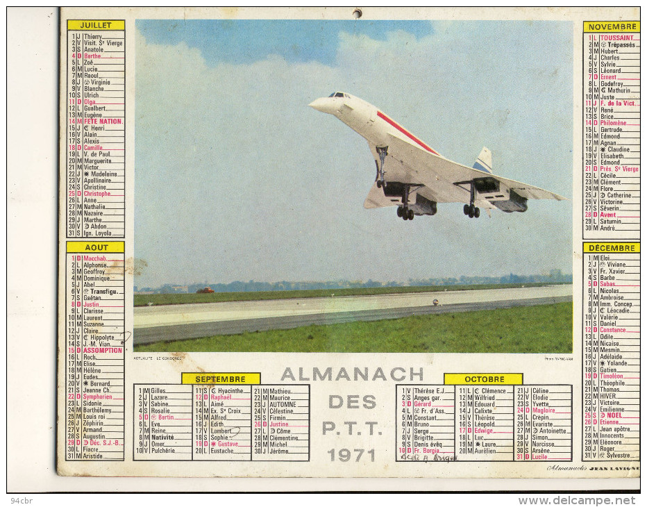 CALENDRIER  DES POSTES   1971  Le Concorde (aviation) - Grand Format : 1971-80