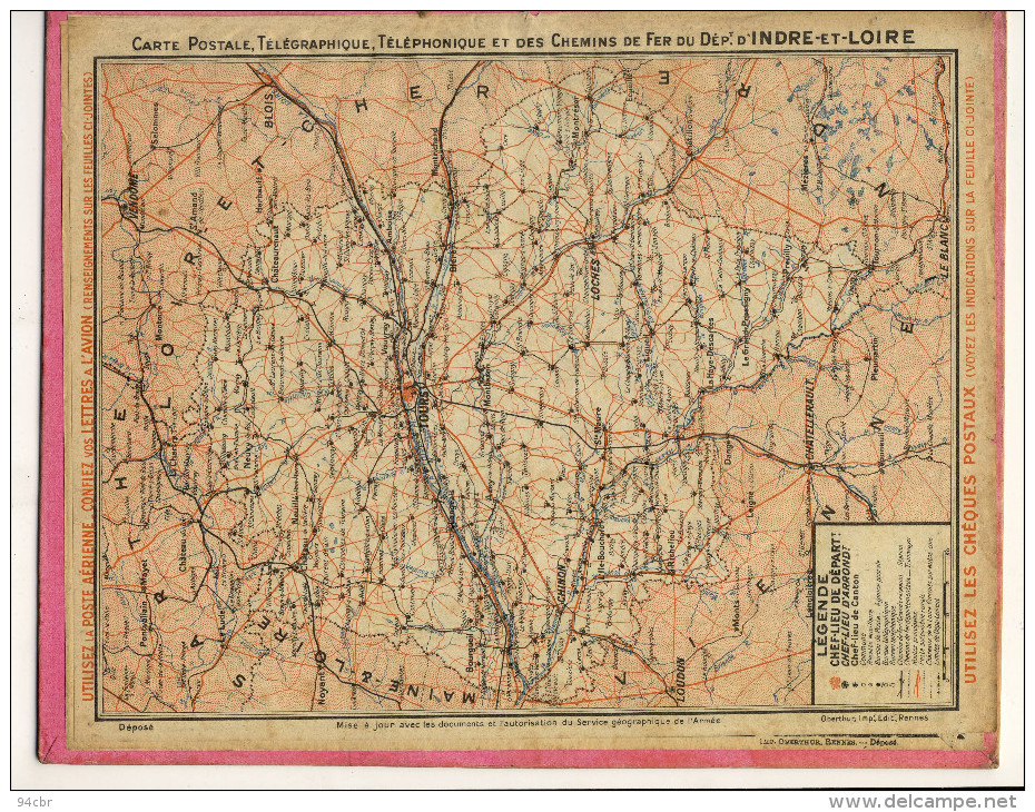 CALENDRIER  DES POSTES     1935 Rentree De Promenade  (plan Des Chemins De Fer D Indre Et Loire ) - Grand Format : 1921-40