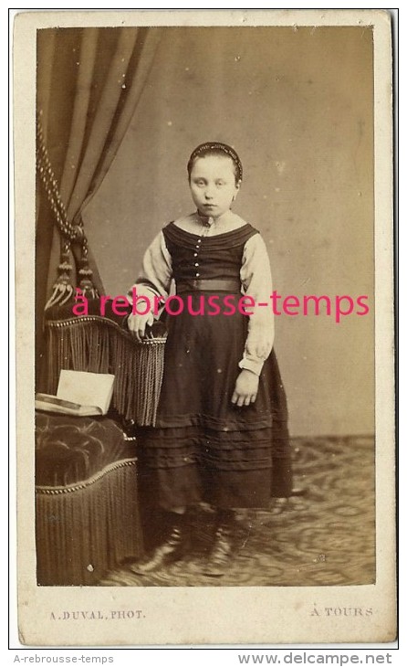 CDV Petite Fille-mode Enfant- Photo A. Duval Rue Royale à Tours - Old (before 1900)