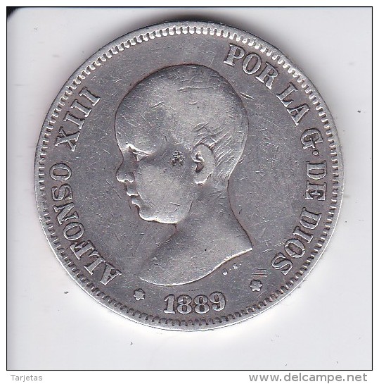 MONEDA DE ESPAÑA DE 5 PTAS DEL AÑO 1889 DE ALFONSO XIII - ESTRELLAS DIFUSAS (COIN) SILVER-PLATA-ARGENT - Otros & Sin Clasificación