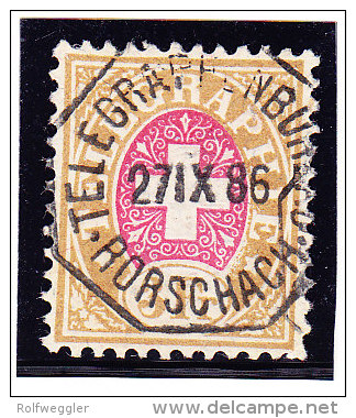 Heimat SG RORSCHACH Telegraphenbüro 27.9.1886 Auf 3Fr. Telegraphen Marke #18 - Télégraphe