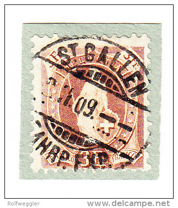 Heimat SG St. Gallen 3.2.1909 2-Kreis-Vollstempel Auf 3Fr. Stehende Helvetia #100-B - Oblitérés