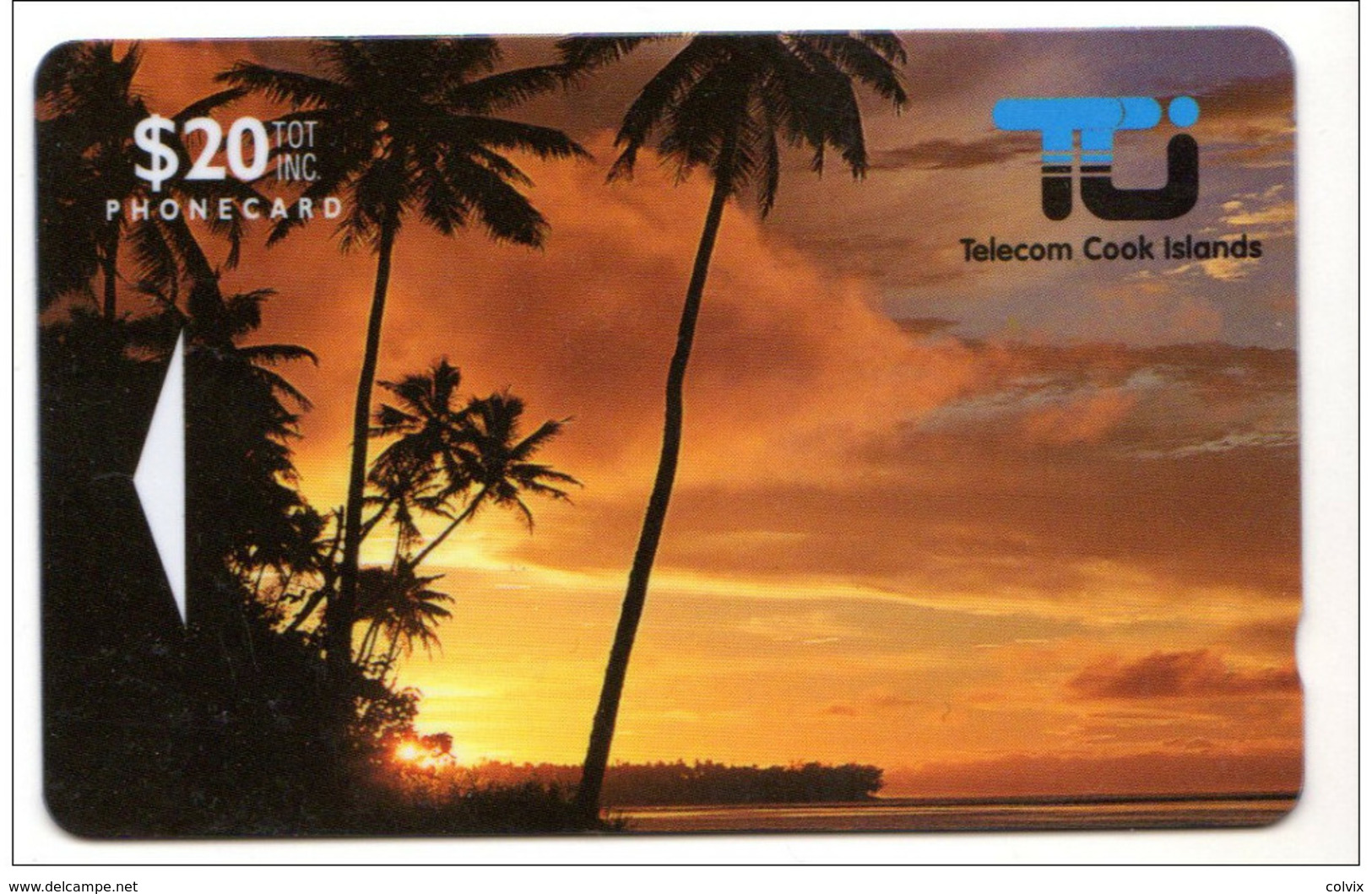 ILES COOK REF MV CARDS COK2  20$  01CID SUNSET PALMIER MINT NEUF Année 1992 - Cook Islands