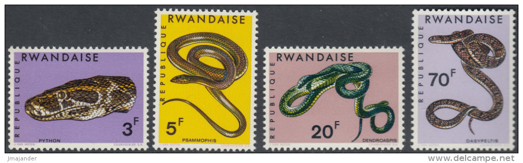 Rwanda 1967 Snakes. Mi 201A-208 A MNH - Neufs